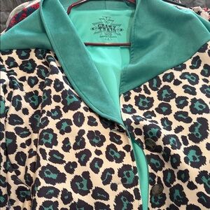 Crazy Train Teal Leopard Print Jacket